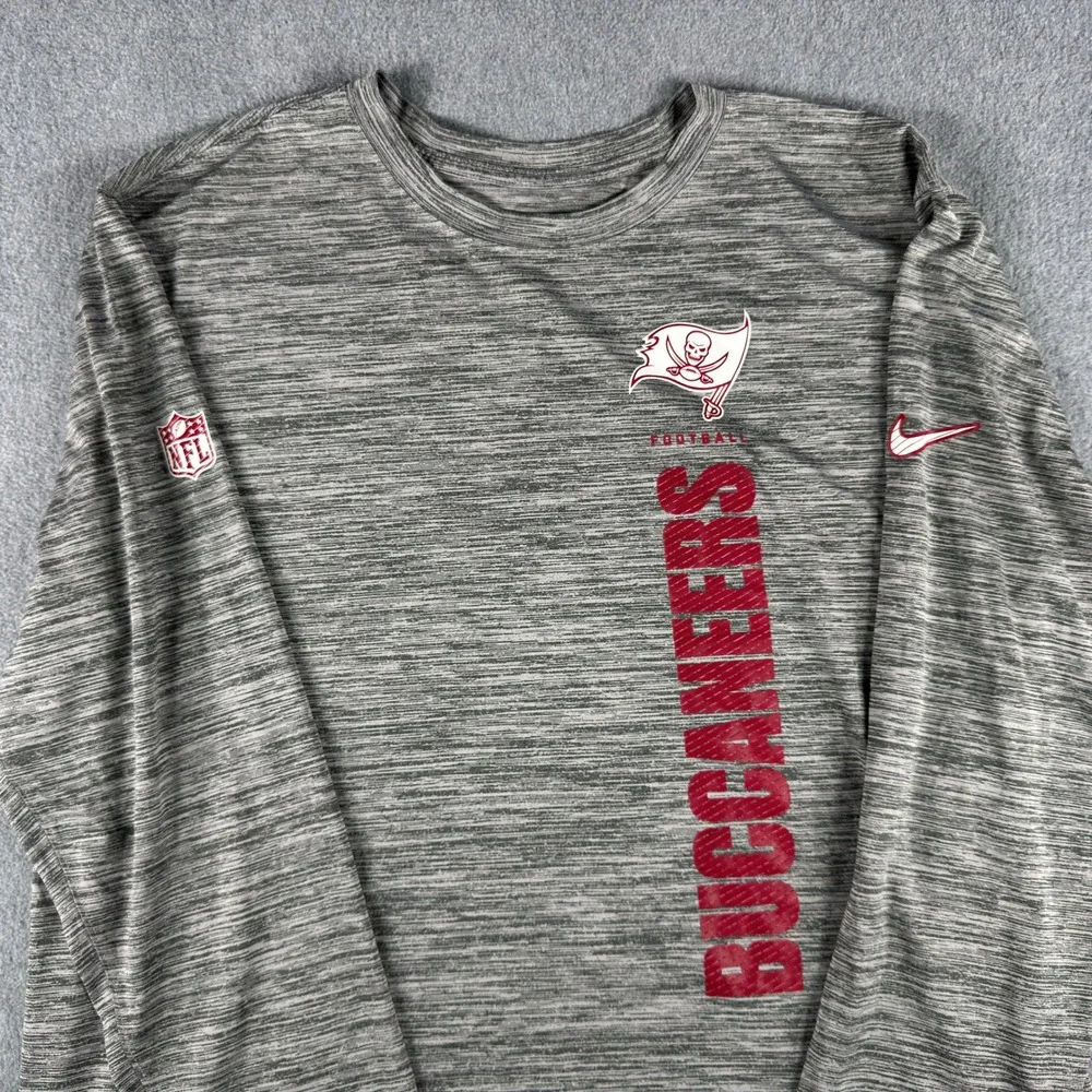 Tampa Bay Buccaneers Shirt Mens XXL Gray Nike Dri Fit Team Issue Long Sleeve